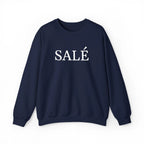 SALÉ (salty) embroidered French pun Text Crewneck Sweatshirt, Minimal French Word Graphic sweater for francophones by Printify