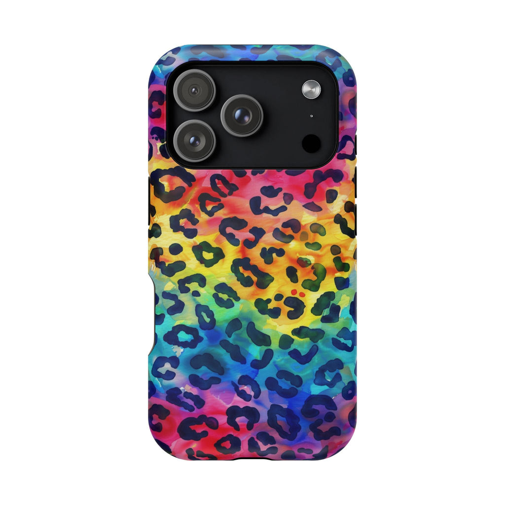 Bespattered Facade Rainbow Watercolor Leopard MagSafe Tough Case