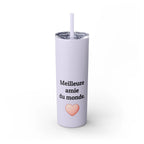 Meilleure amie du monde Skinny Tumbler with Straw, 20oz by Printify