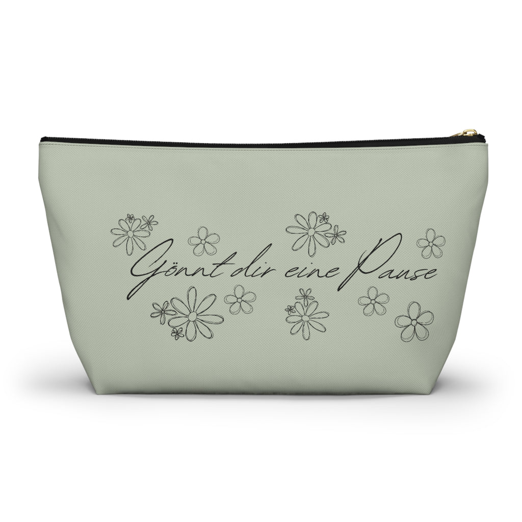 German mental health Accessory Pouch "Gönnt dir eine Pause" (Give yourself a break) Floral Makeup Bag, geschenk