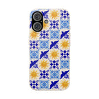 Eco friendly Blue Sun and Bird Talavera sol Tile Pattern Phone Case | Biodegradable Case