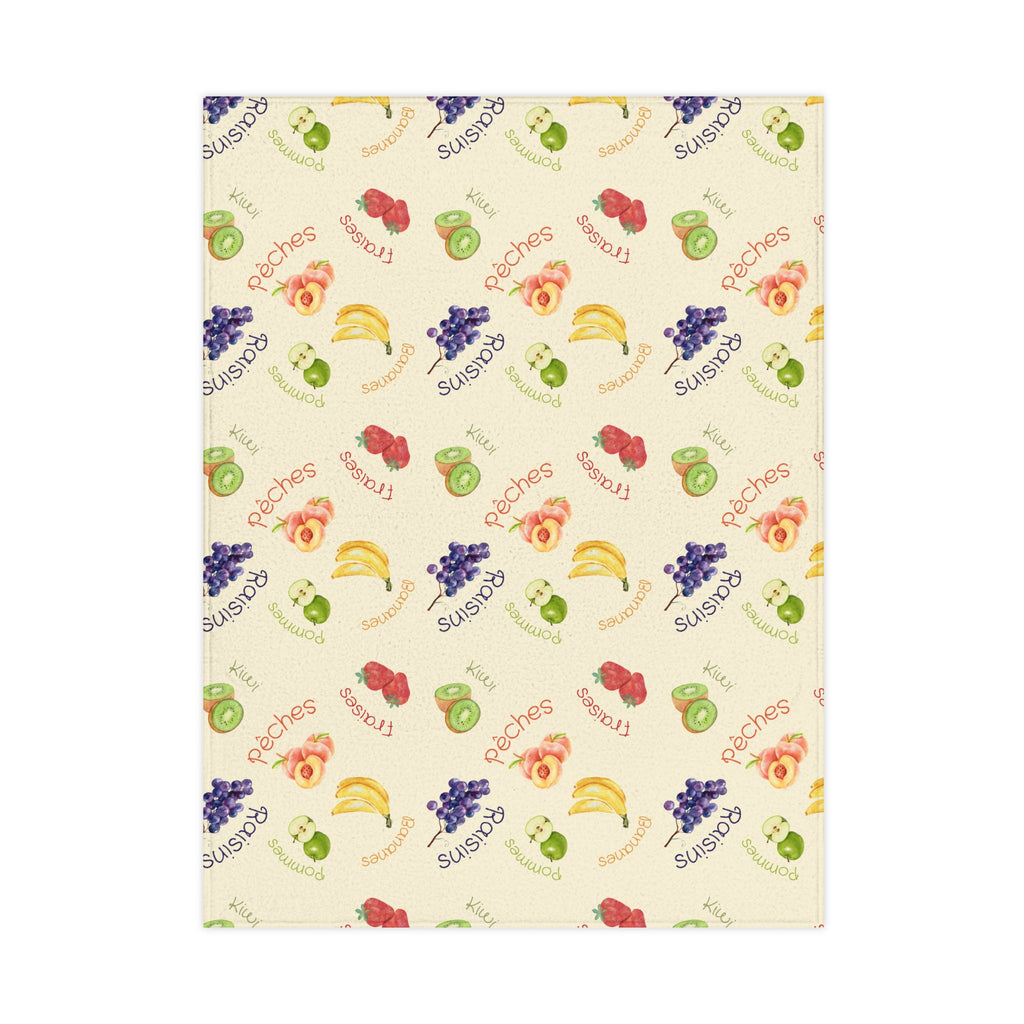 French Fruits Pattern Toddler Blanket, Banana, Kiwi, Grape, Strawberry