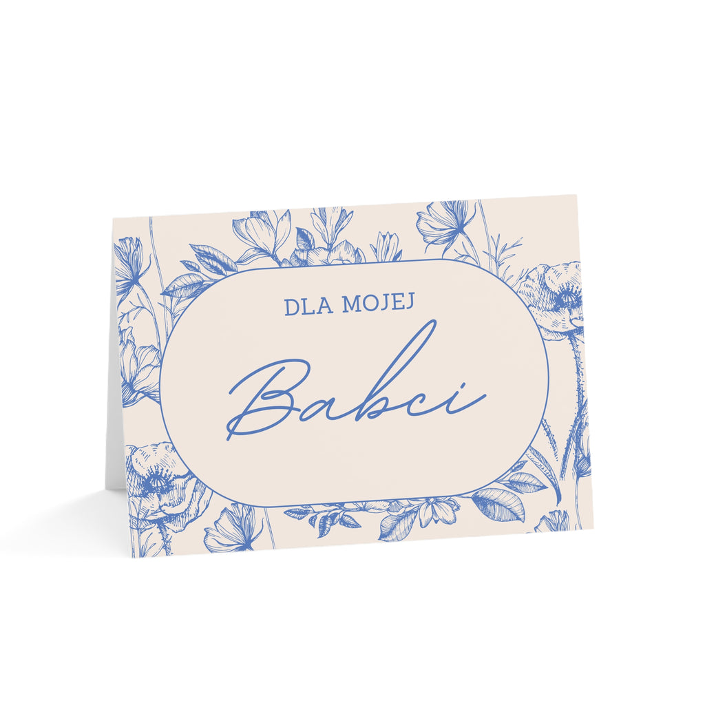 Dla Mojej Babci Polish Floral Grandmother Greeting Card for birthdays or special occasions, blank inside with envelope