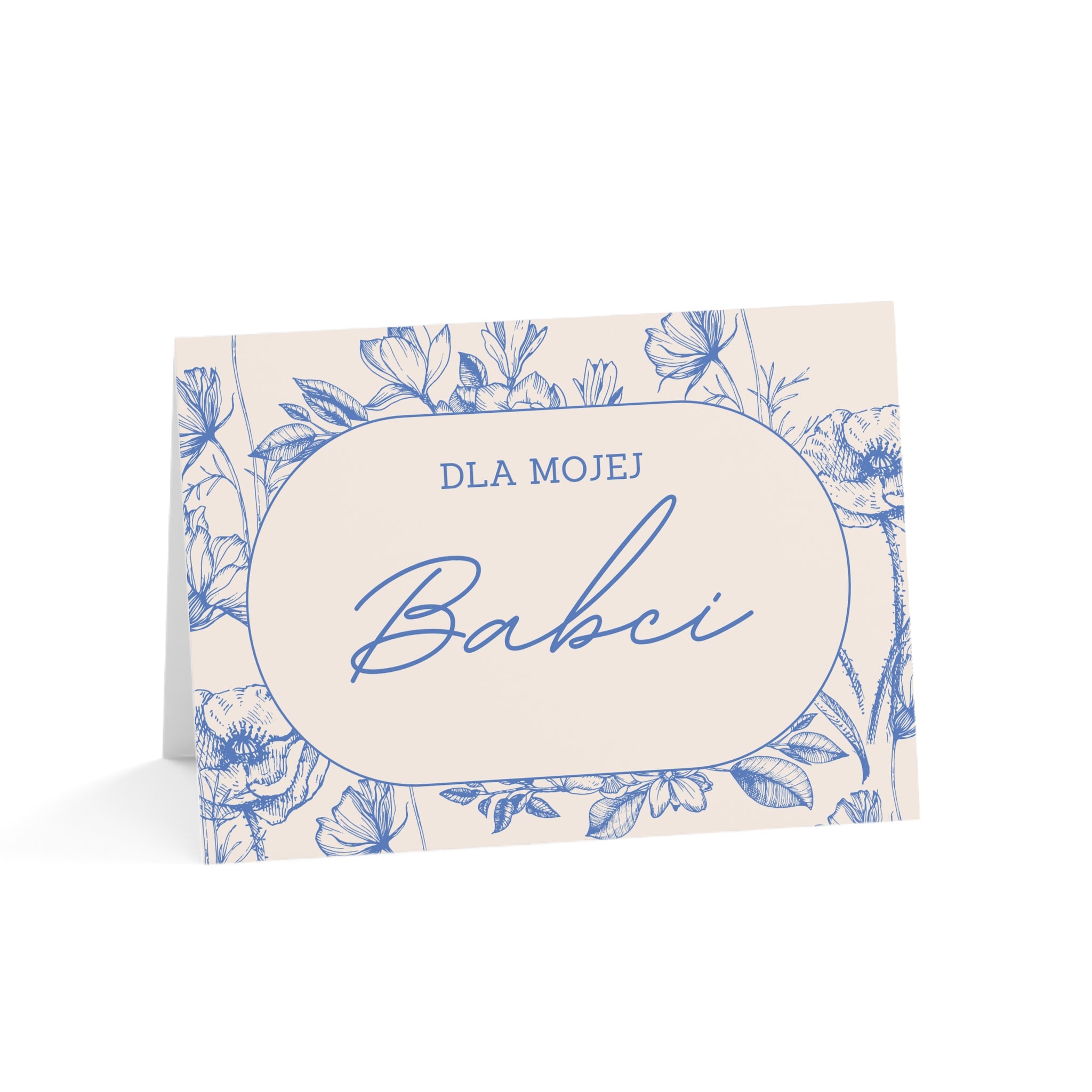 Dla Mojej Babci Polish Floral Grandmother Greeting Card for birthdays or special occasions, blank inside with envelope