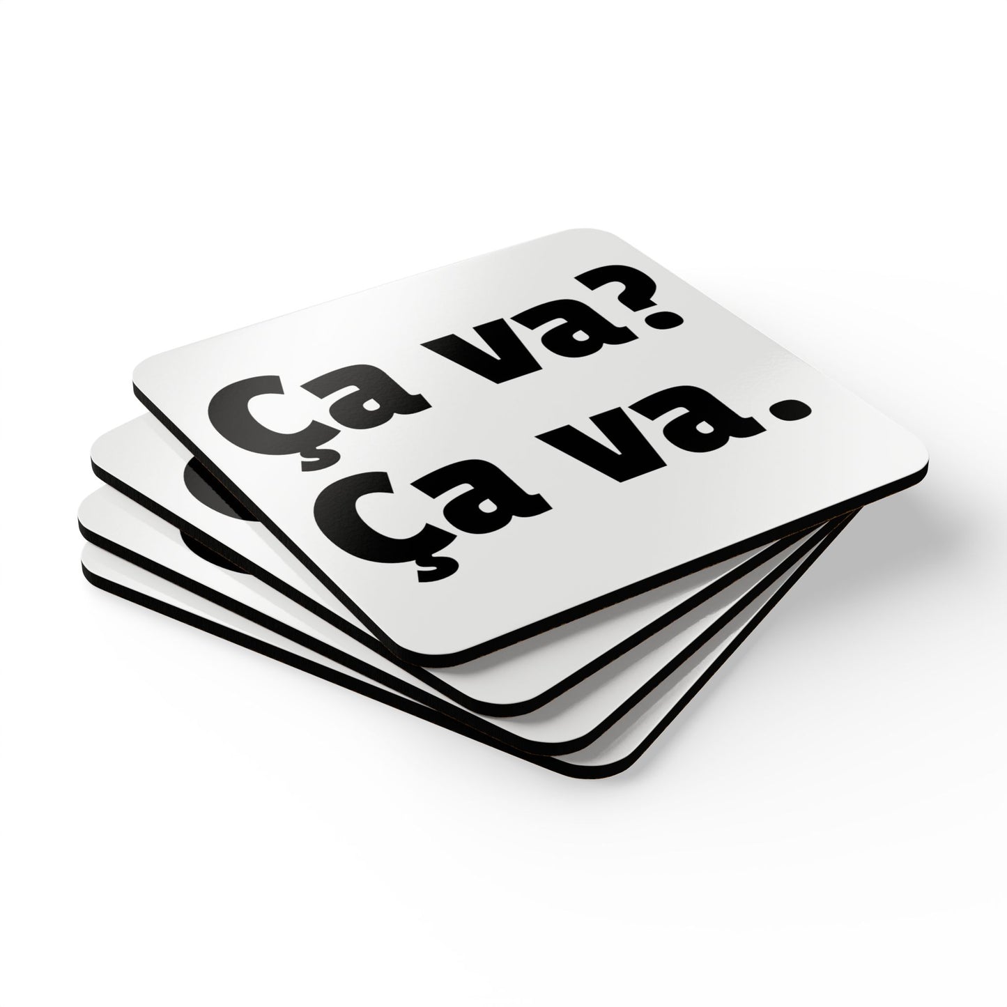 Ca va? Ca va. Untersetzer mit Rückseite aus Kork