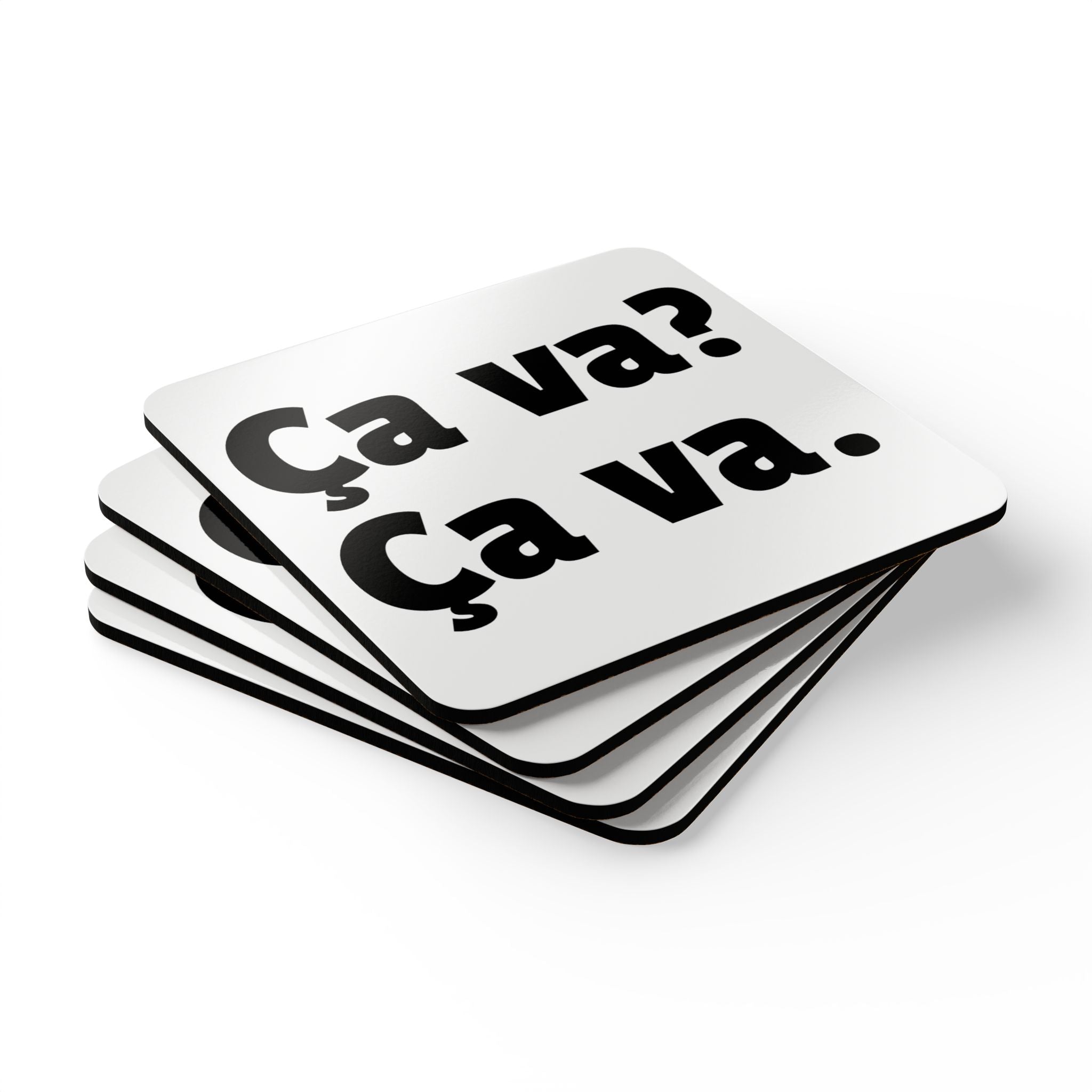 Ca va? Ca va. Cork Back Coaster set