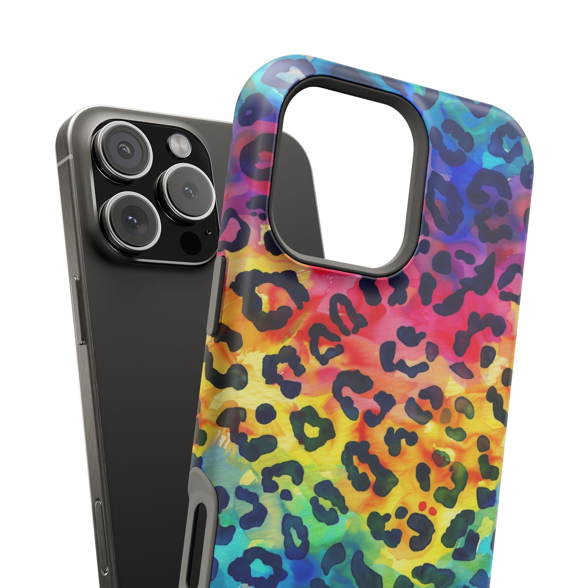 Bespattered Facade Rainbow Watercolor Leopard MagSafe Tough Case