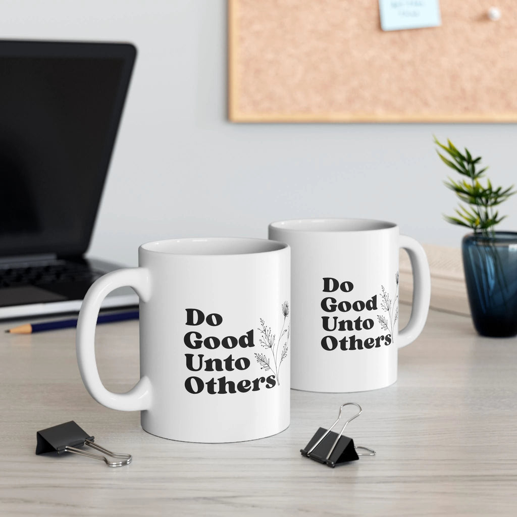 Do Good Unto Others (Golden rule) ceramic mug, Floral Inspirational Coffee Cup (11oz/15oz) by Printify