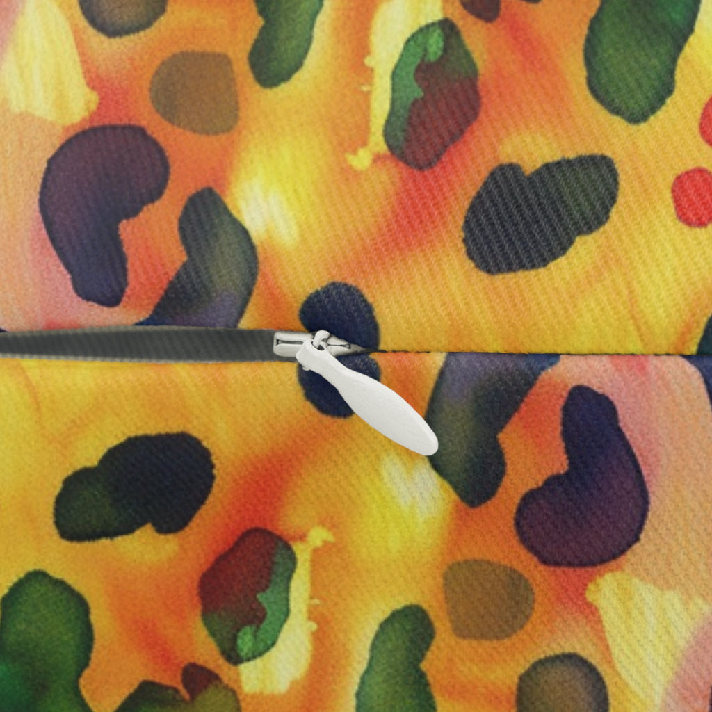 Bespattered Facade Rainbow Watercolor Leopard Lumbar Throw Pillow
