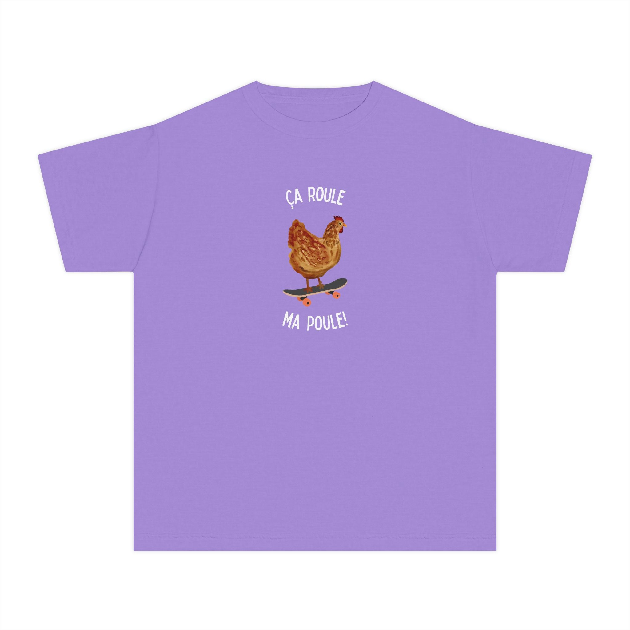 Kids funny French tee "Ça Roule Ma Poule", Youth T-Shirt, Cute Farm Animal Design