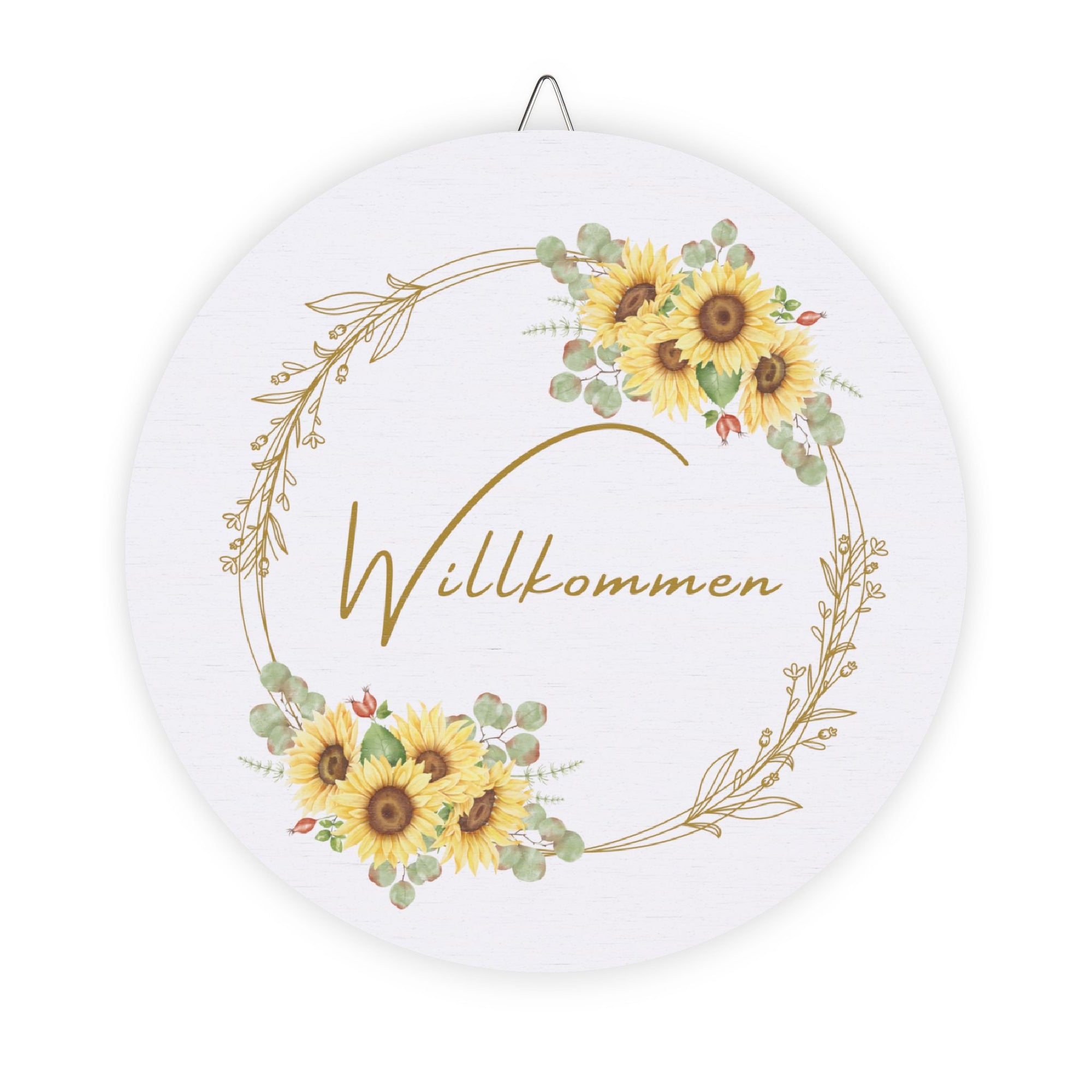 Willkommen Sunflower Welcome Sign for Front Door