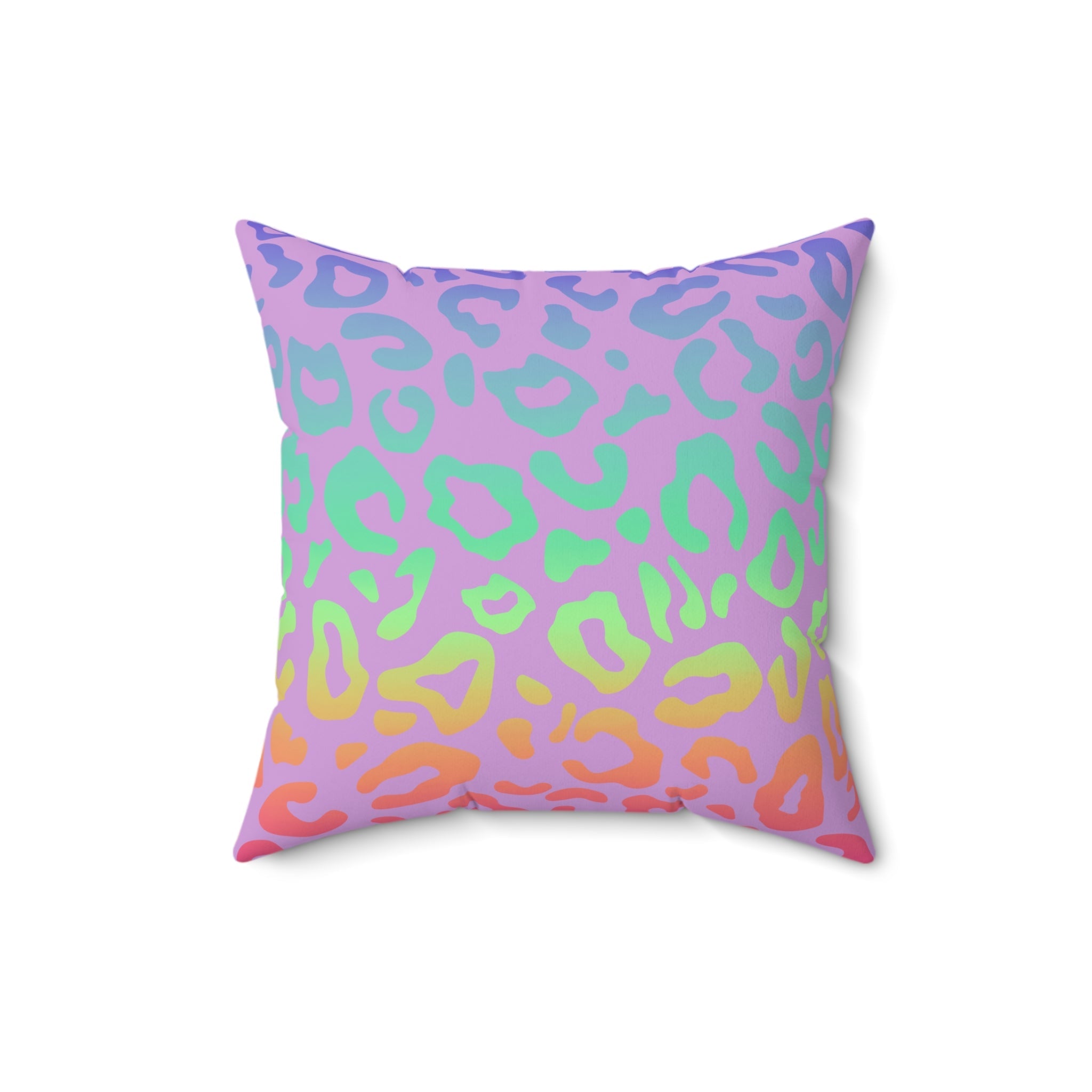 Bespattered Facade Vibrant Leopard Print Faux Suede Square Throw Pillow | 4 Sizes