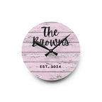 Custom pink rustic Acrylic Wall Clock, Personalized family name by Printify
