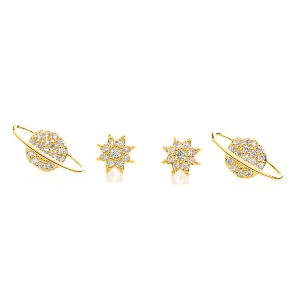 Celestial Orbit Stud Earrings - Set of 2