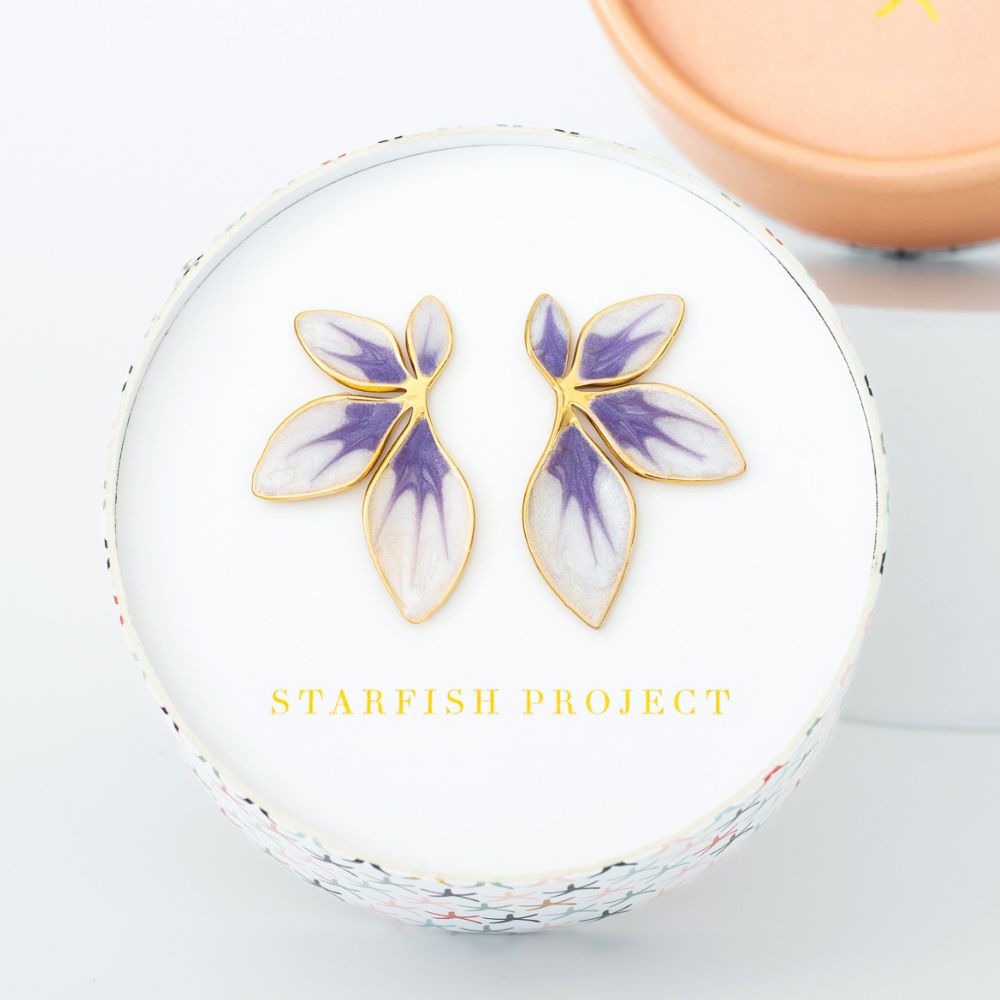 Flourish Lavender Leaf Post Earrings