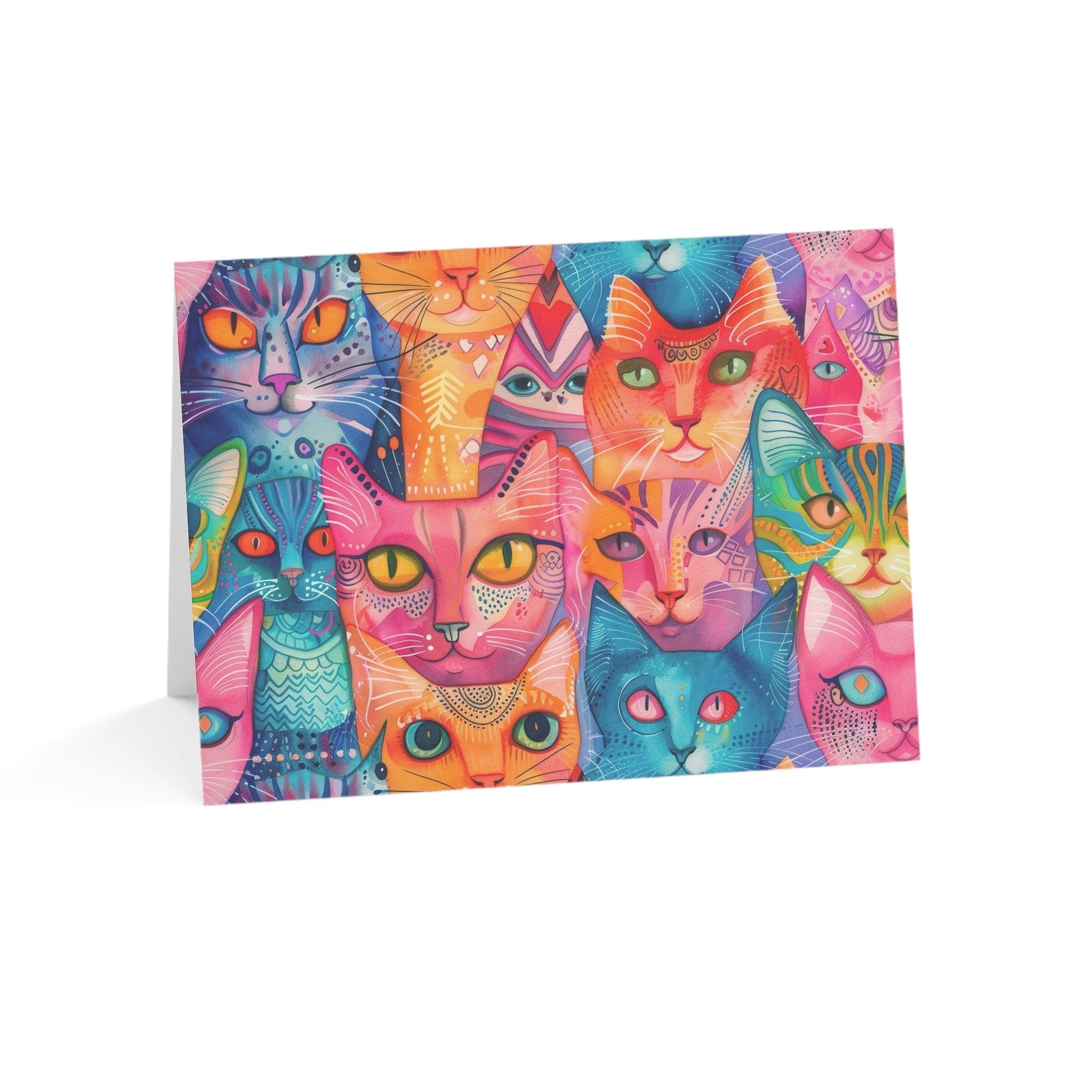 Bespattered Facade Rainbow Cat Party Greeting Cards | Sets of 1, 10, 30, or 50 by Bespattered Facade