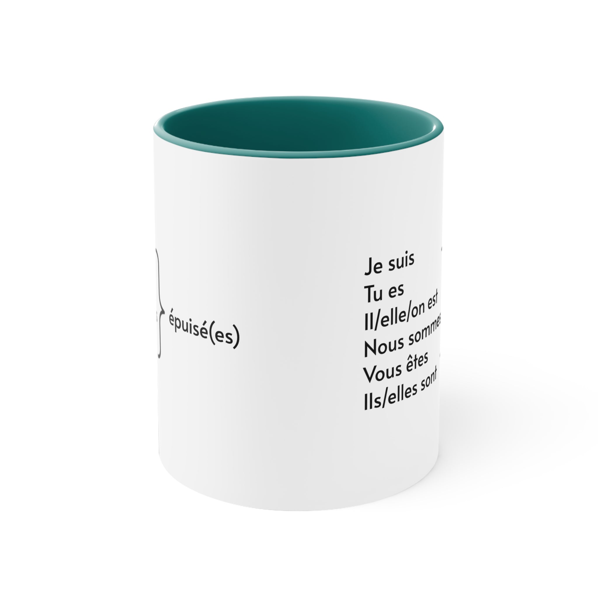 Je suis épuisé (I am exhausted) 11oz Accent Mug, French gifts, French teacher gifts, cadeaux francais, birthday gift, holiday gift