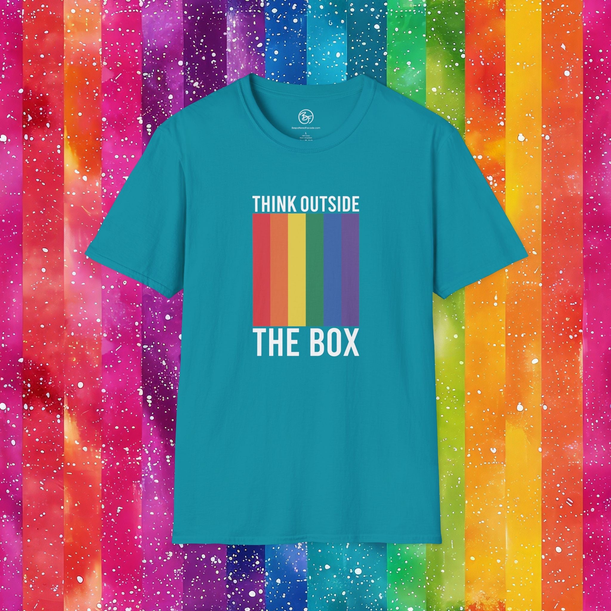 Bespattered Facade Rainbow Think Outside the Box Unisex Softstyle T-Shirt