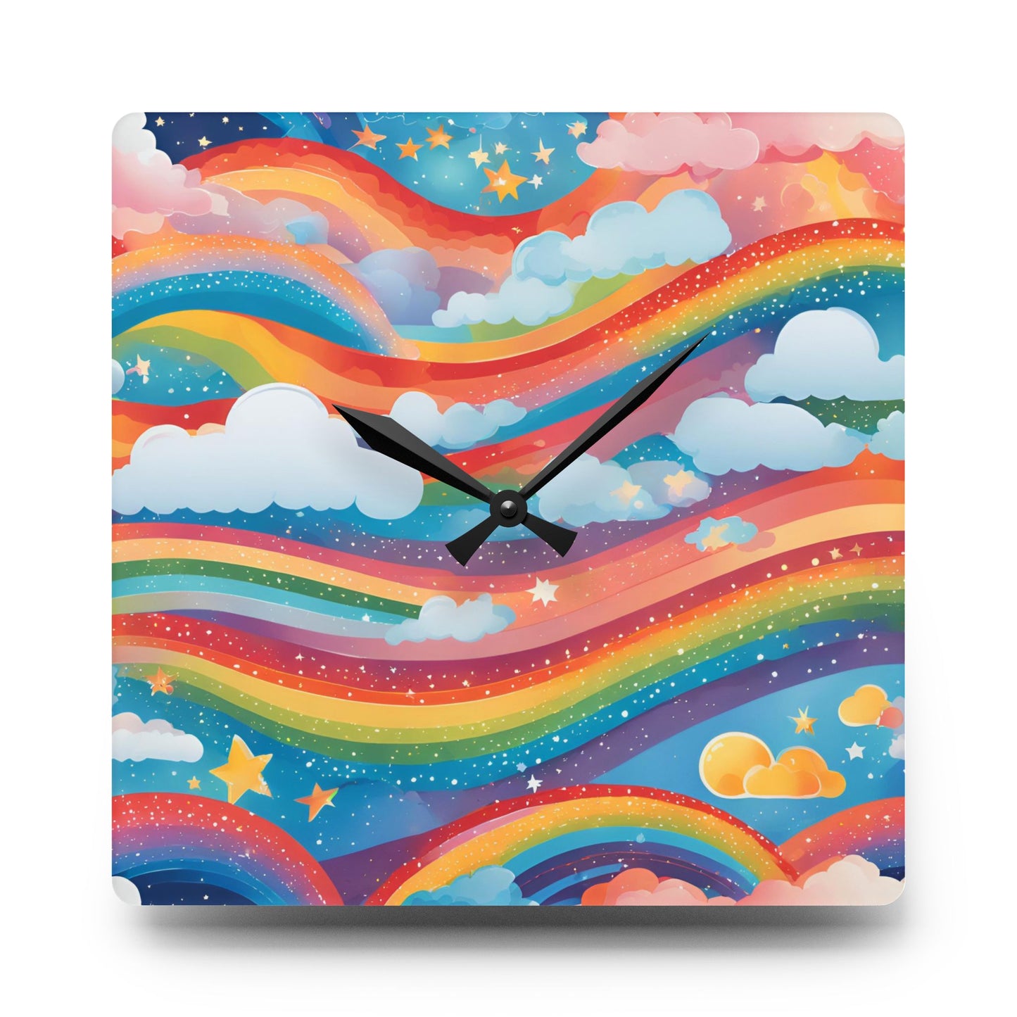 Horloge murale fantaisiste arc-en-ciel