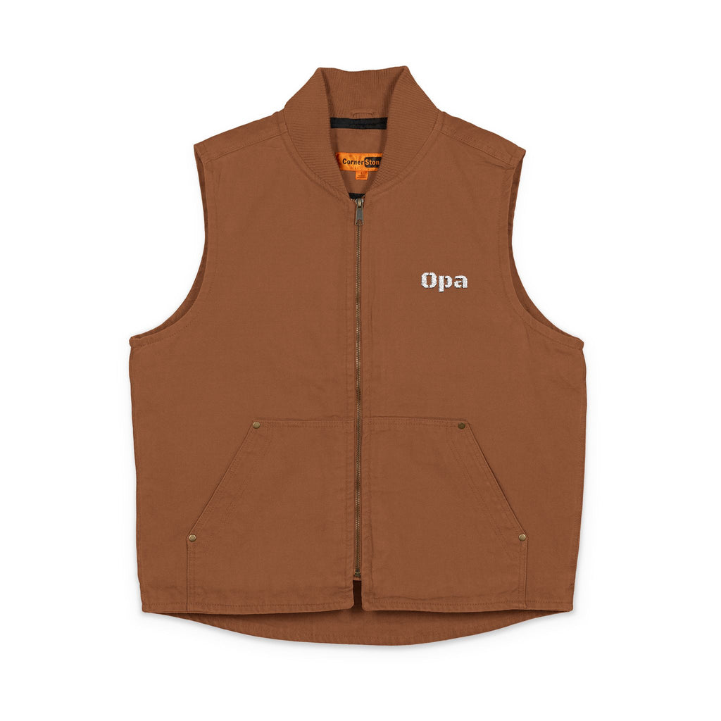Embroidered "Opa" (Grandpa) Duck Cloth Work Vest – Durable Carpenter Style for German grandfather gifts
