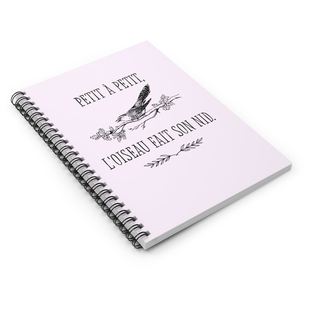Petit à Petit French Quote bird spiral notebook | Ruled Journal
