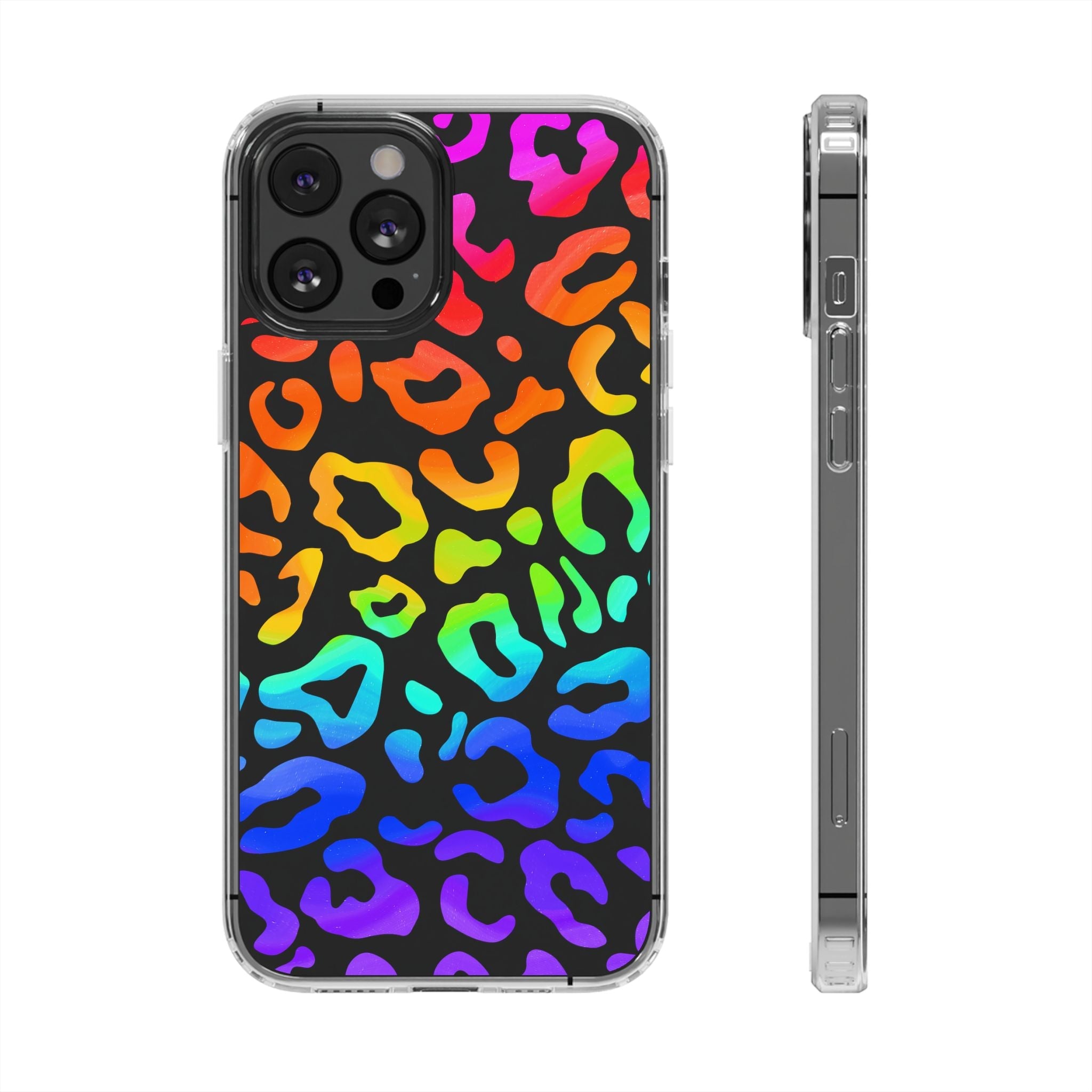 Bespattered Facade Watercolor Rainbow Leopard Clear Case