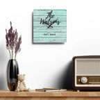 Custom rustic Acrylic Wall Clock, Personalized family name by Printify