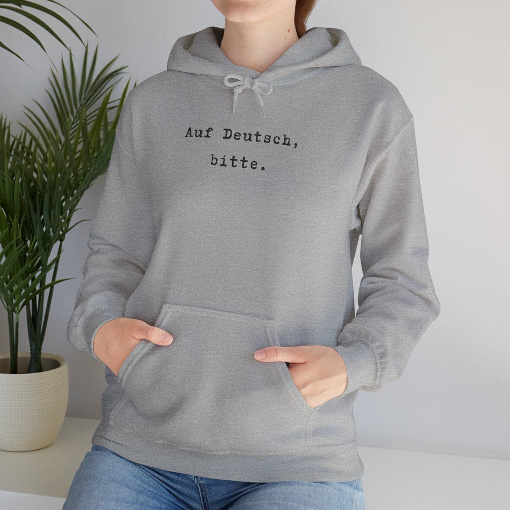 Auf Deutsch bitte Hoodie, Minimal Text Design, German Phrase Pullover