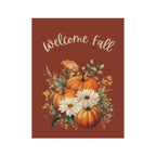 Welcome Fall Yard Flag with Floral Pumpkin Design by Printify
