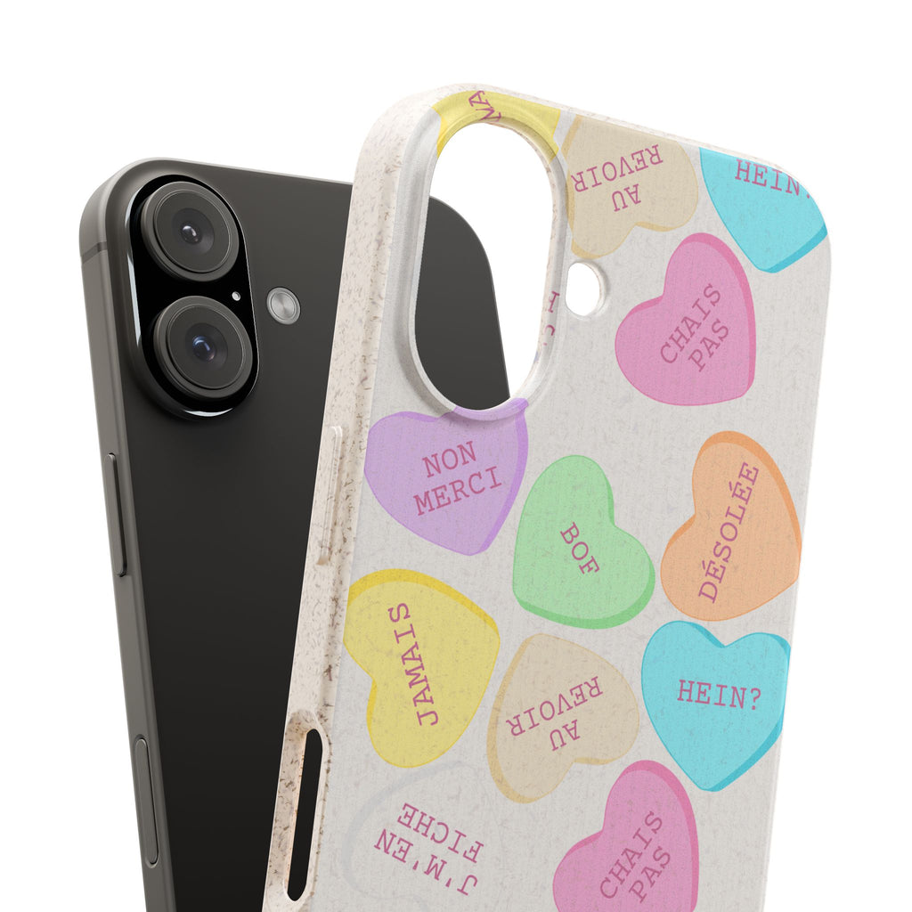 French Pastel Conversation Heart Biodegradable Phone Case (Eco-Friendly)