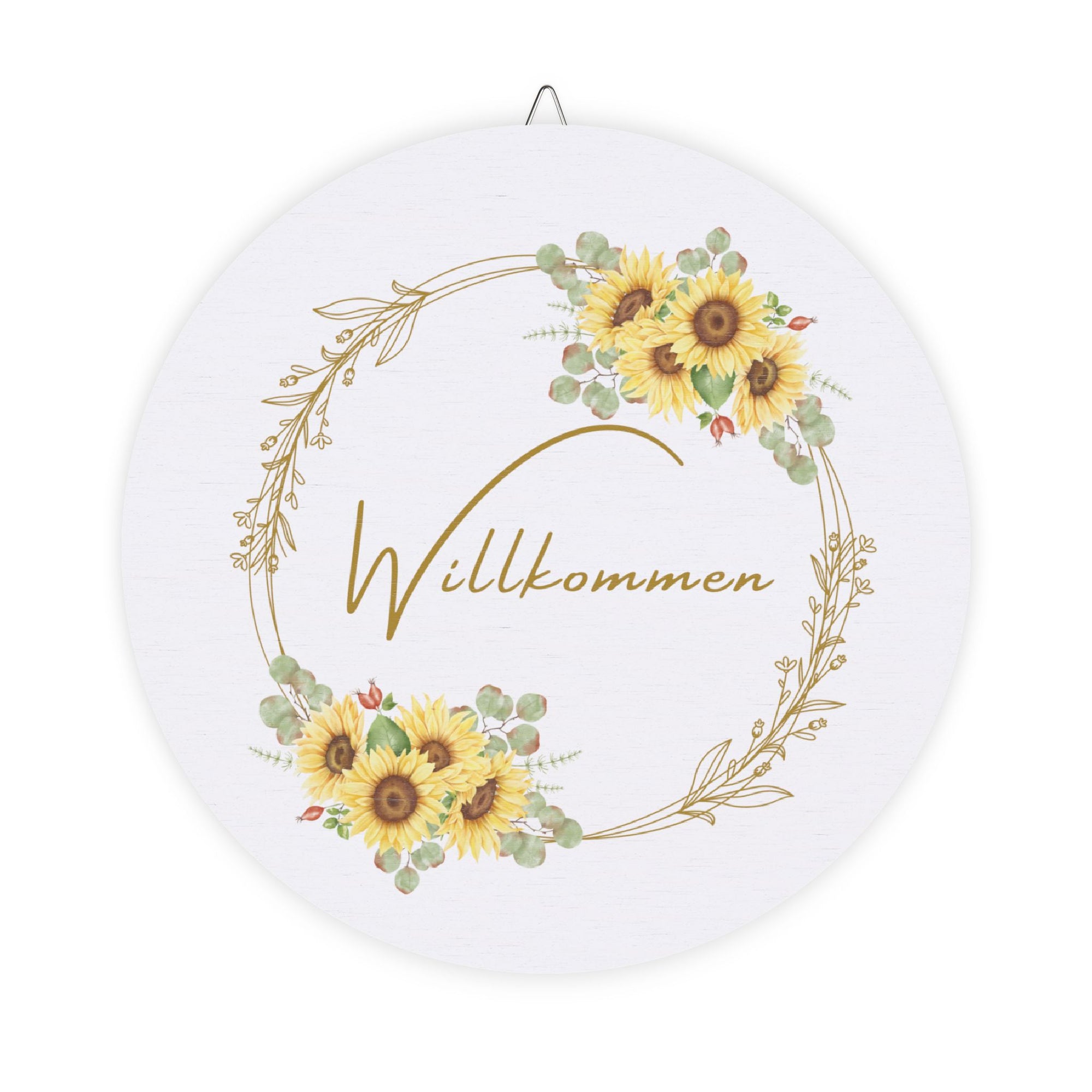 Willkommen Sunflower Welcome Sign for Front Door