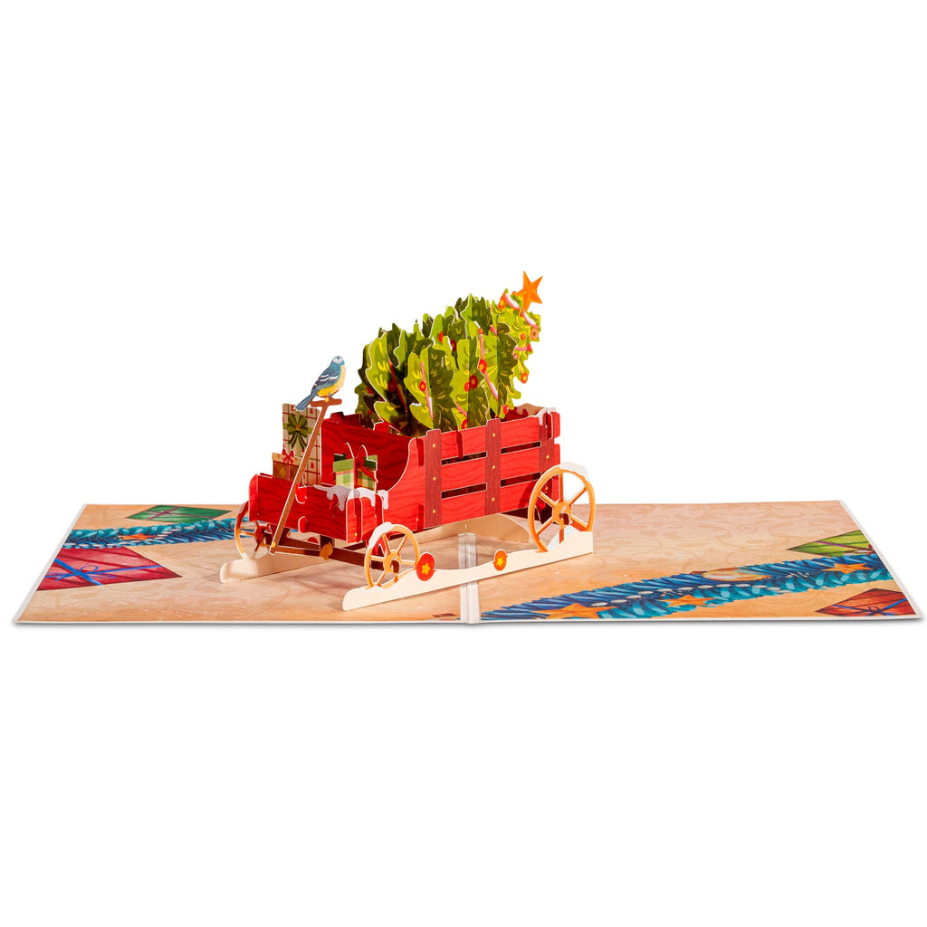 Christmas Tree Wagon Pop Up Christmas Card