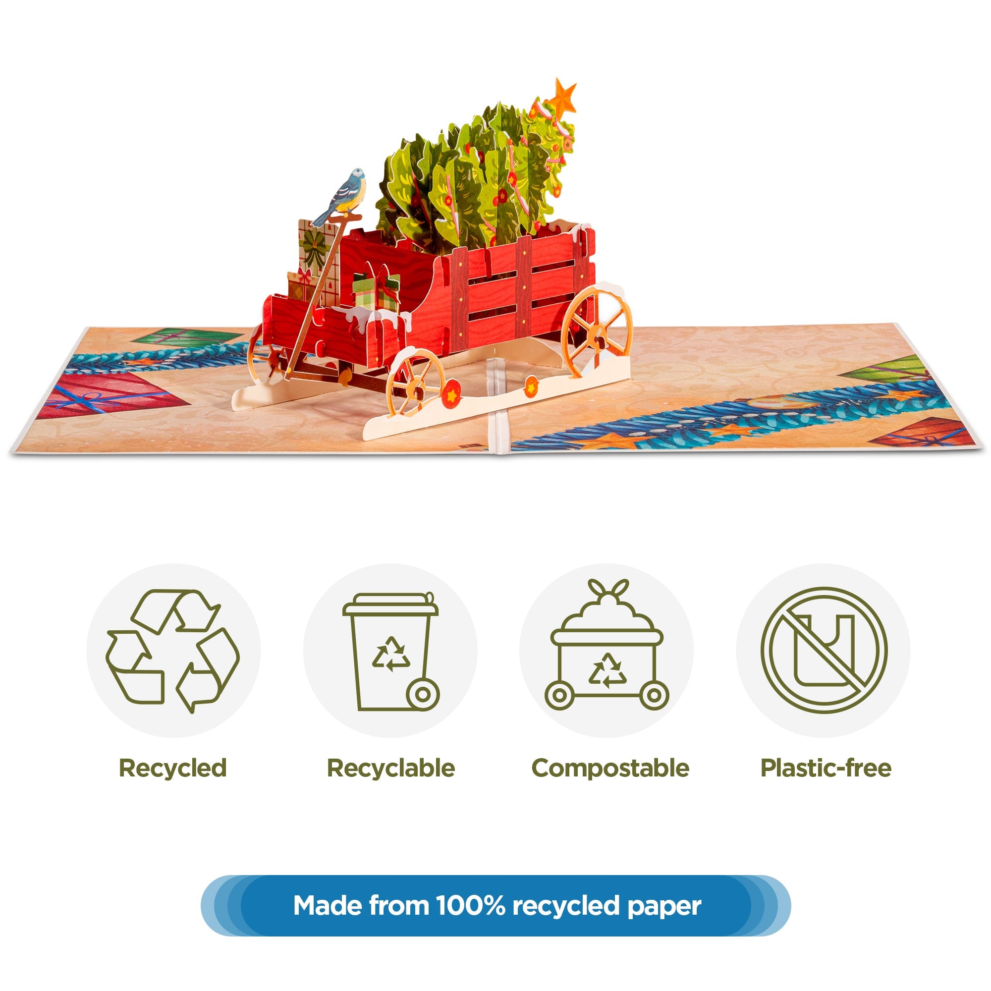 Christmas Tree Wagon Pop Up Christmas Card