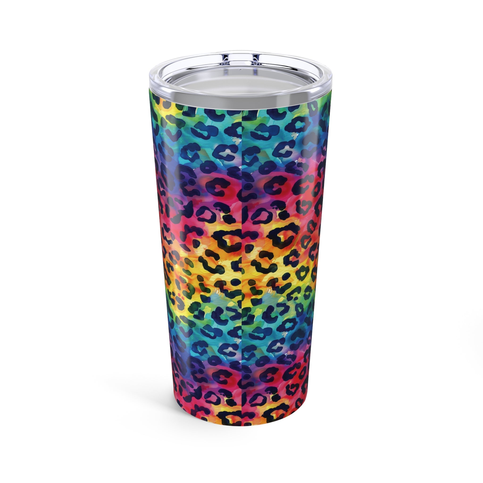 Bespattered Facade Rainbow Watercolor Leopard Tumbler 20oz