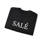 SALÉ (salty) embroidered French pun Text Crewneck Sweatshirt, Minimal French Word Graphic sweater for francophones by Printify