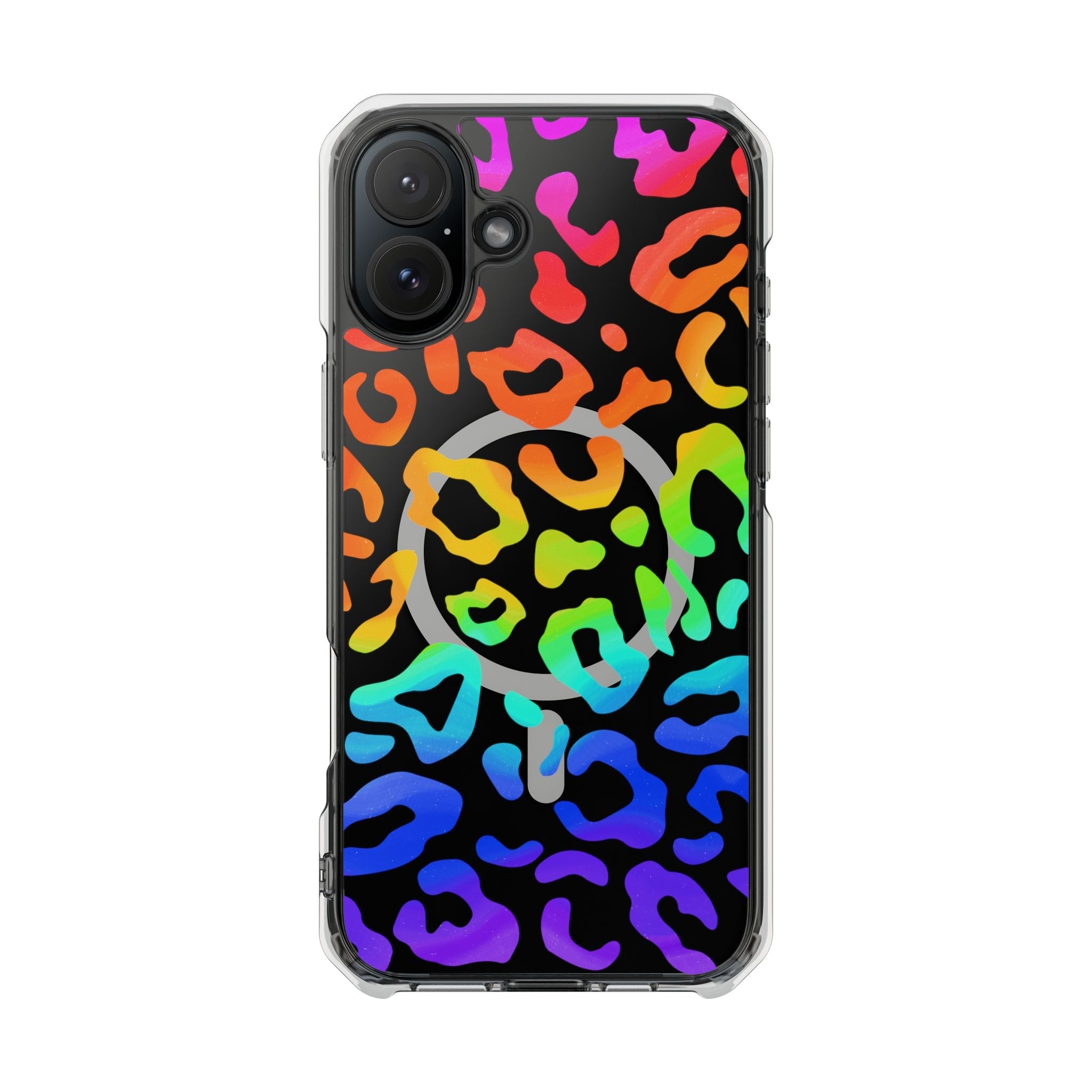 Bespattered Facade Watercolor Rainbow Leopard MagSafe Clear Impact Case