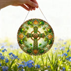 Ireland's Celtic Cross Stained Glass Suncatcher Gift