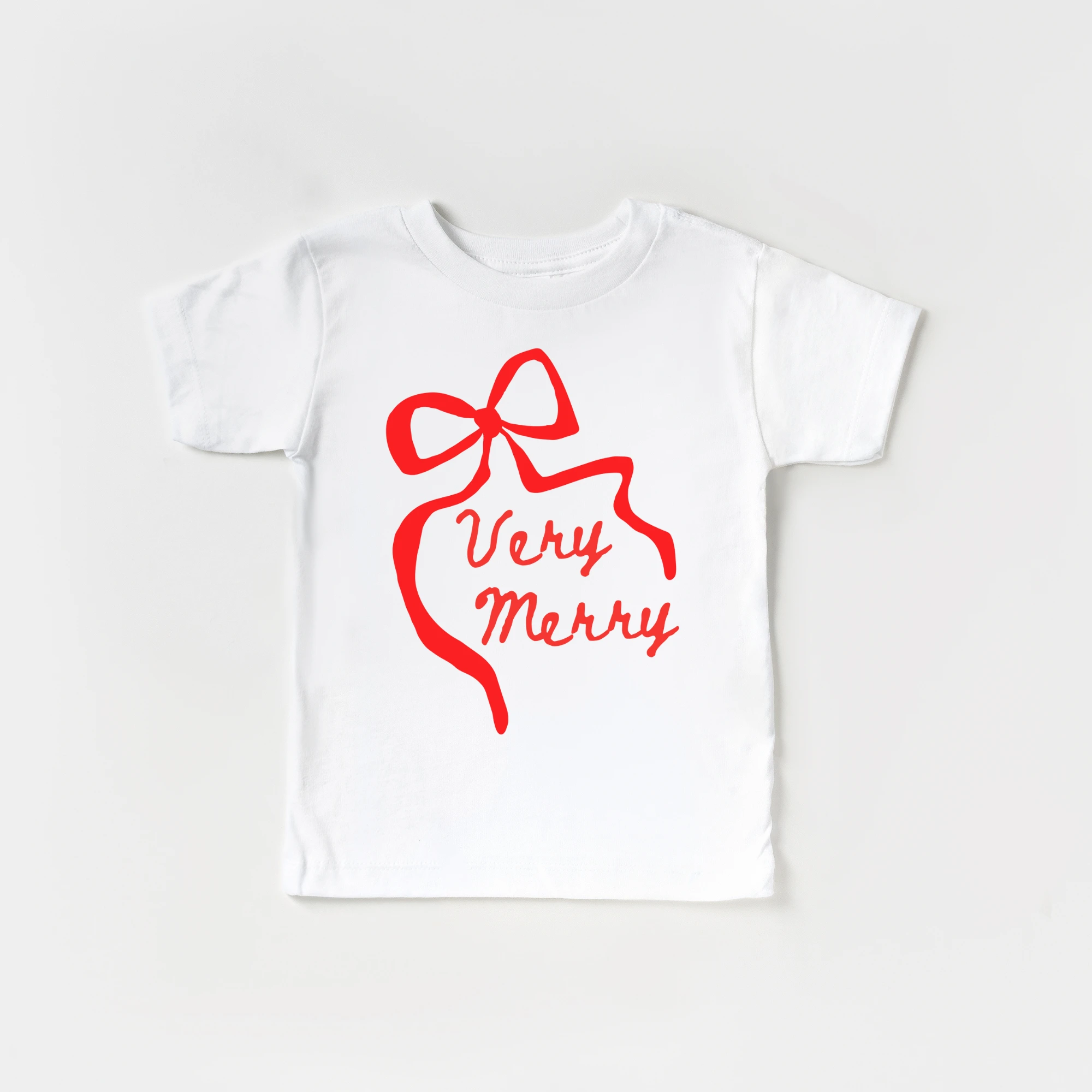 Very Merry toddler and youth bow tee shirt, Christmas collection by Benny and Ray Apparel