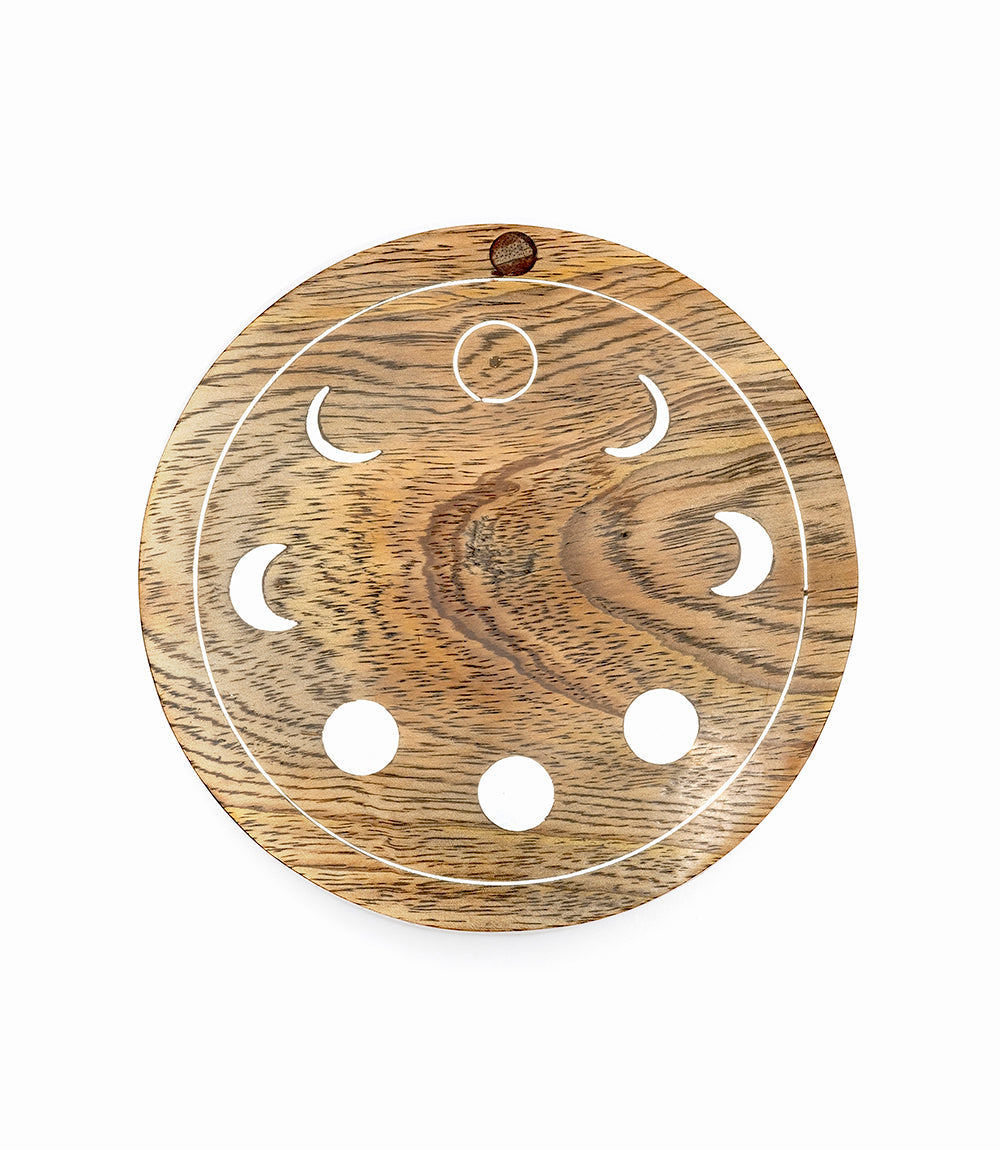 Indukala Moon Phase Round Pivot Box - Handcrafted Mango Wood