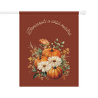 Italian Autumn Pumpkin Bouquet Garden Flag - "Benvenuti a casa nostra" Fall Welcome Banner