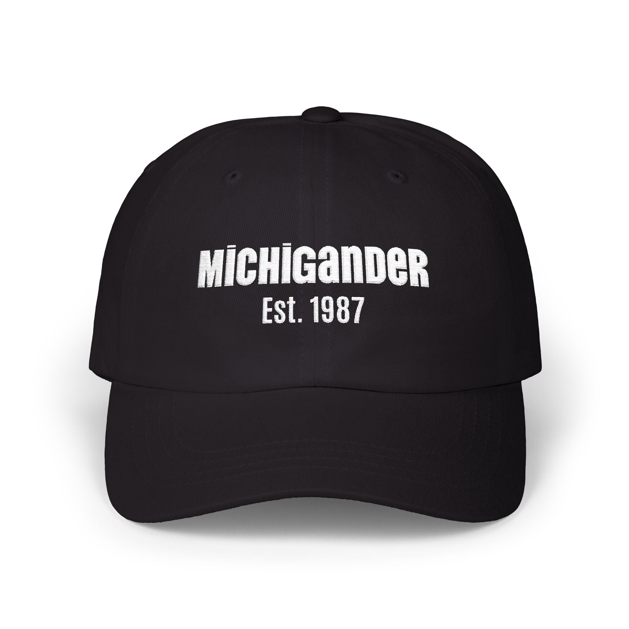 Customizable Michigander Est. 1987 Dad Cap, embroidered