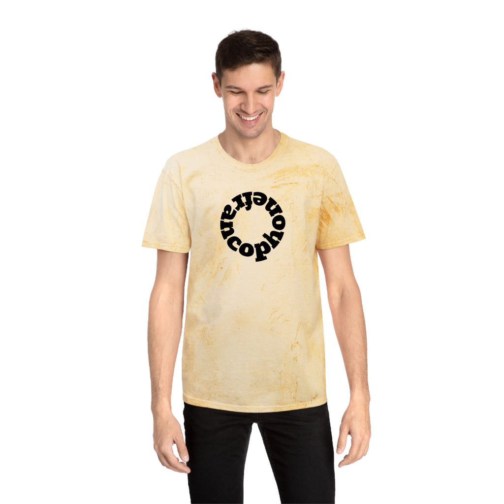 Francophone circular tye-dye tee shirt, retro unisex t-shirt for French language speakers