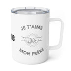 Personalized Je t'aime mon frere Insulated Coffee Mug, 10oz by Printify