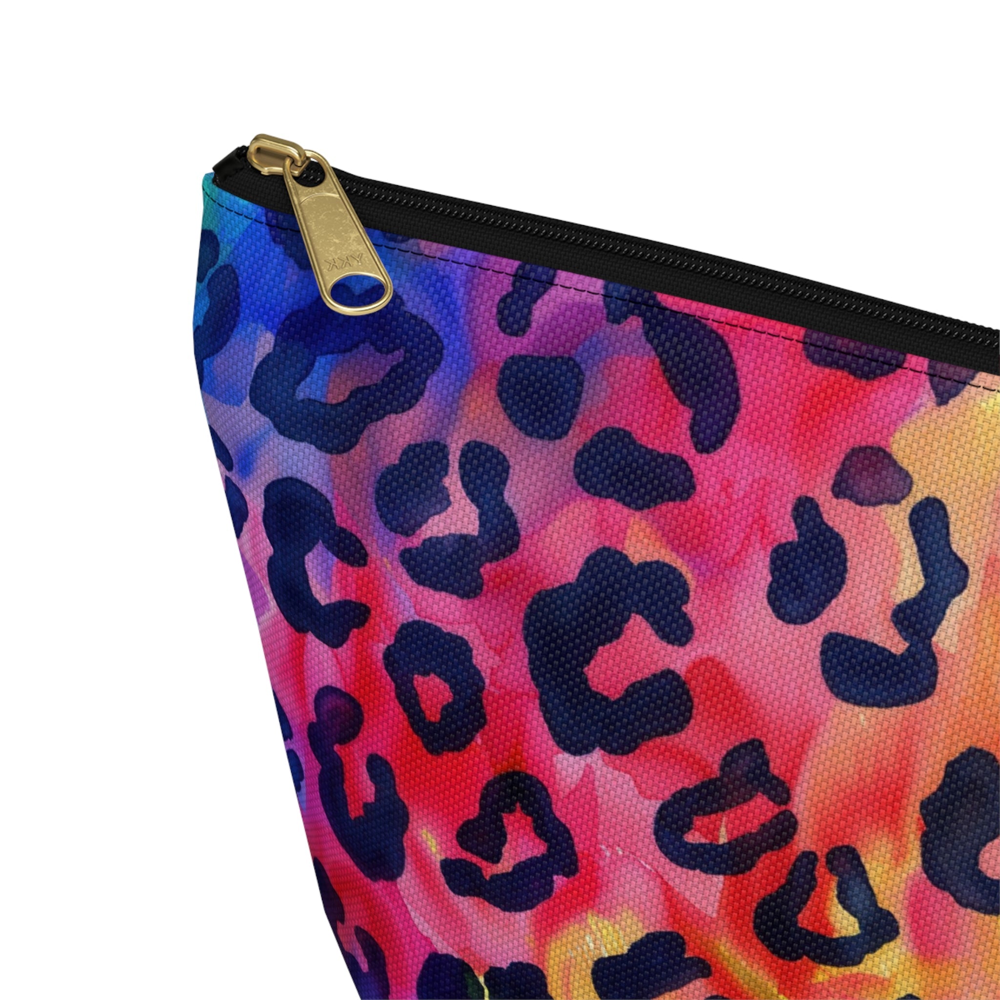 Bespattered Facade Rainbow Watercolor Leopard Accessory Pouch With T-Bottom | 2 Sizes