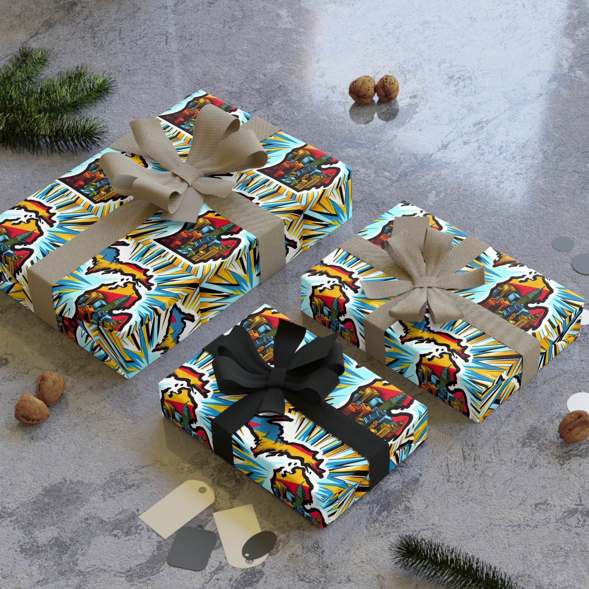 Michigan large comic book style Wrapping Paper