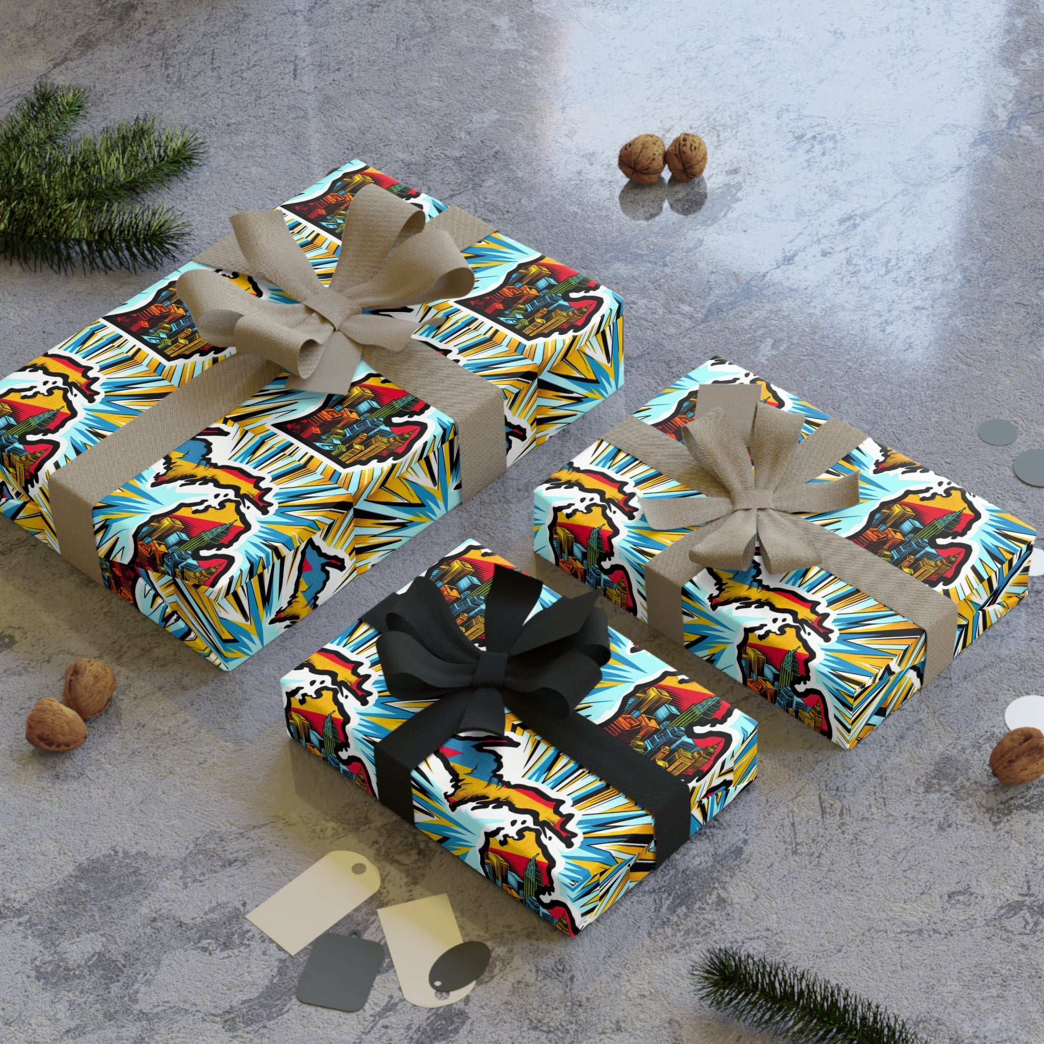 Michigan large comic book style Wrapping Paper