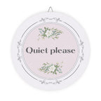 Quiet, please hanging wooden wall sign by Printify