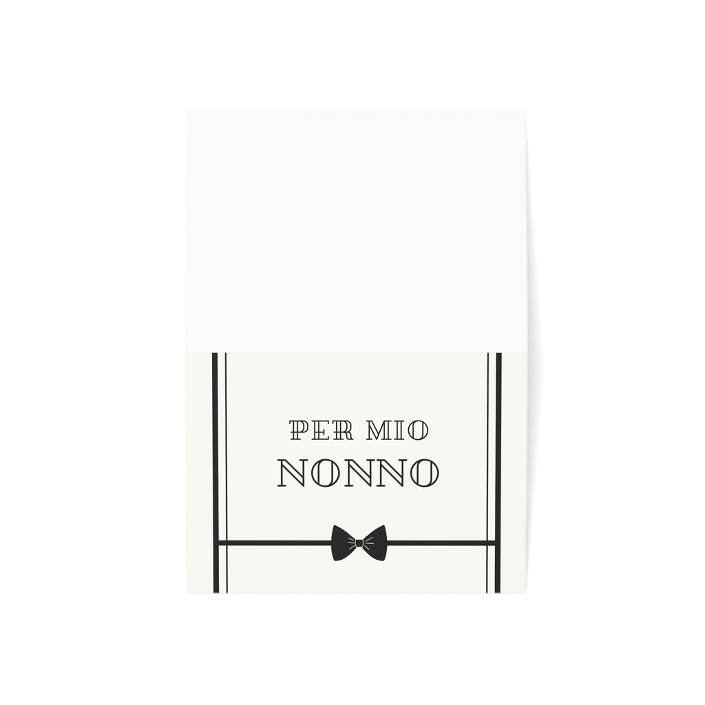 Per Mio Nonno Italian Grandfather card bowtie greeting card, blank inside with envelope