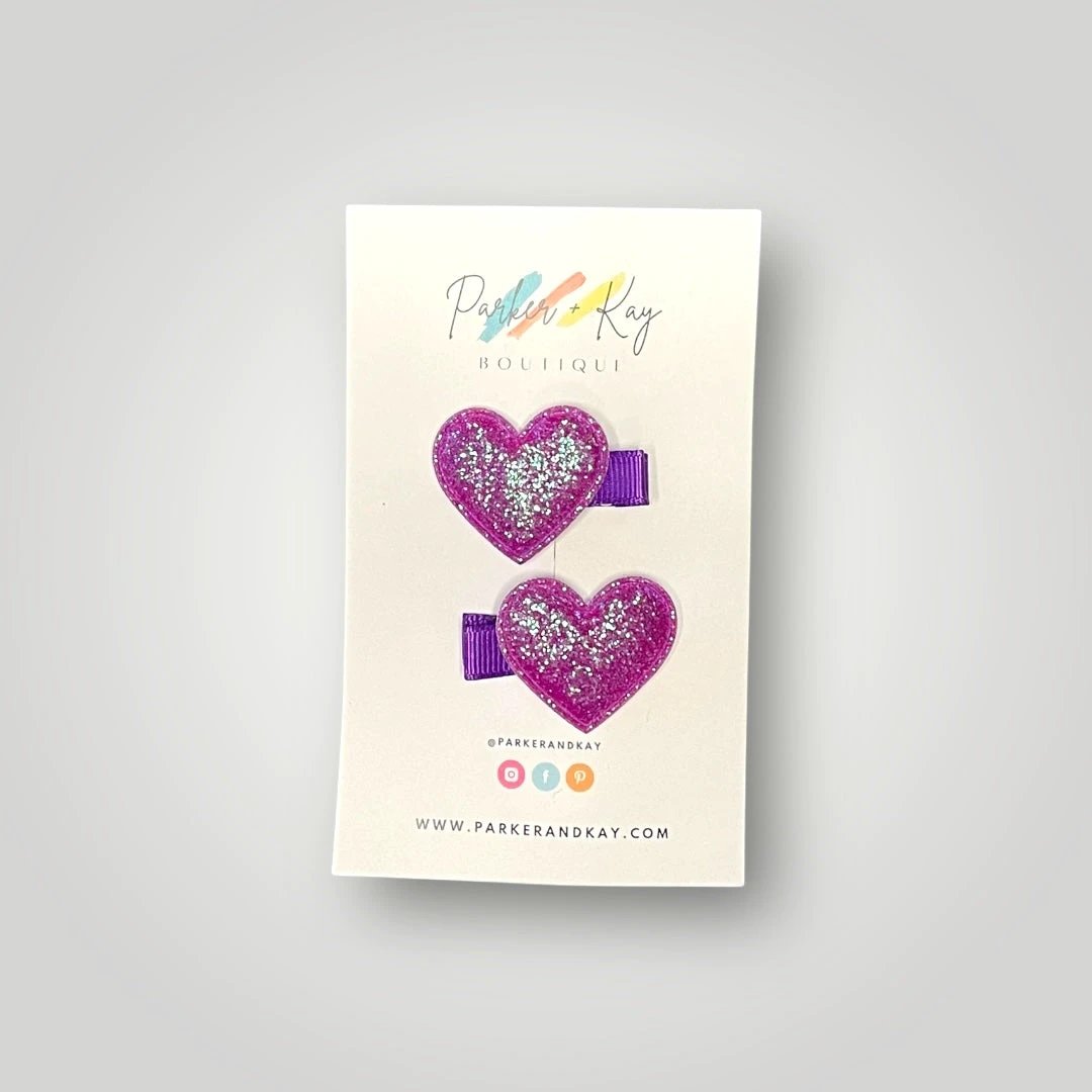 Sparkling Heart Hair Clips by Parker + Kay Creative