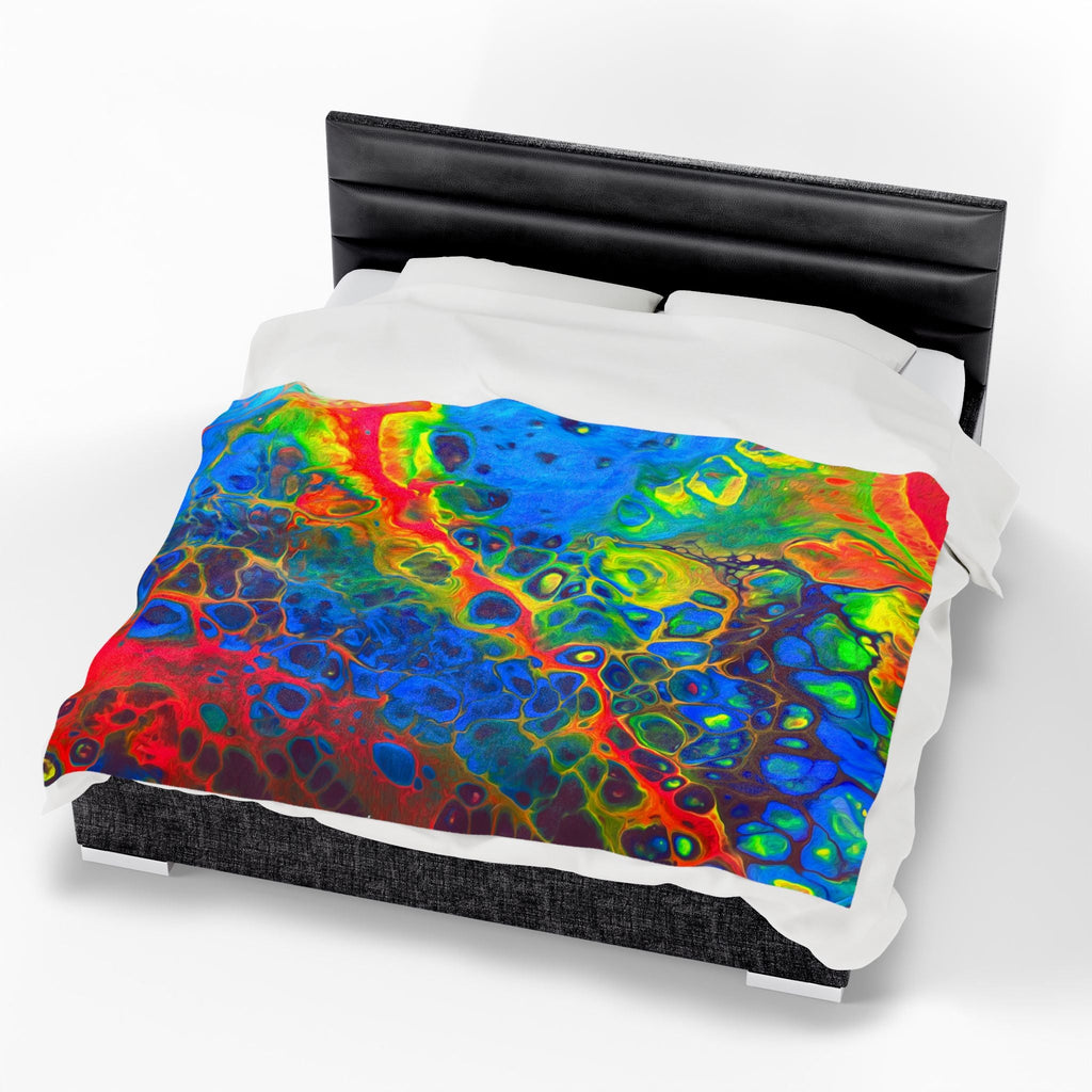 Bespattered Facade Rainbow Velveteen Plush Blanket | 3 Sizes